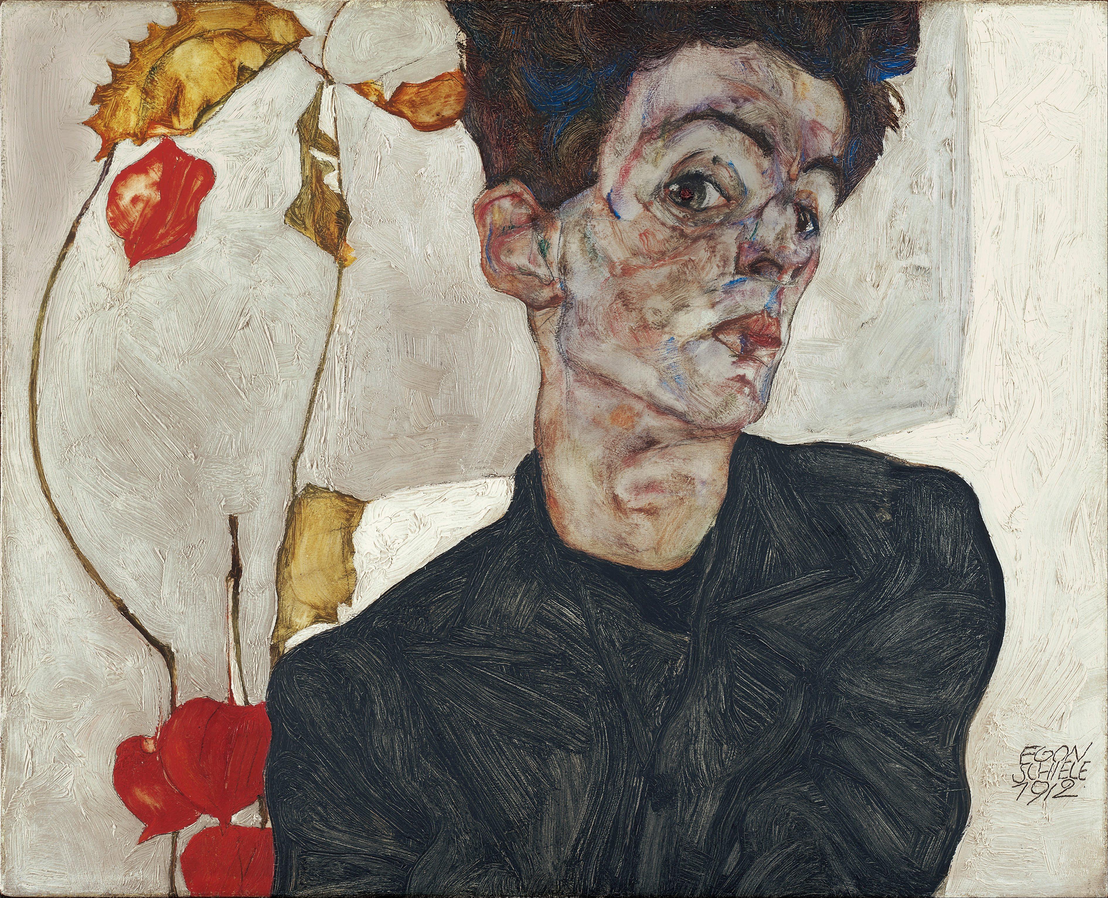 Egon Schiele, Autoritratto con alchechengi, 1912